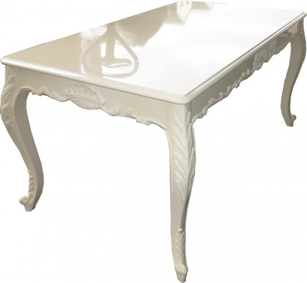 Casa Padrino Baroque mesa de comedor crema alto brillo 160 x 100 cm - Mesa de comedor - Muebles barrocos