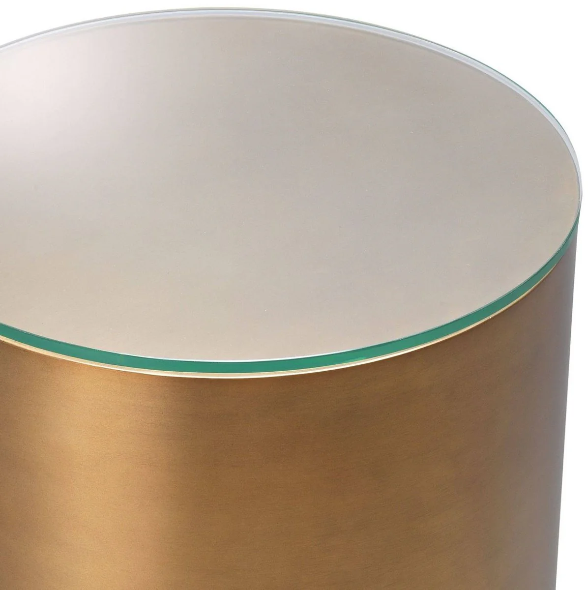 Casa Padrino mesa auxiliar de lujo lat¨®n antiguo ? 40 x A. 56,5 cm - Mesa redonda de acero con tapa de vidrio - Muebles de sal¨®n - Muebles de Lujo