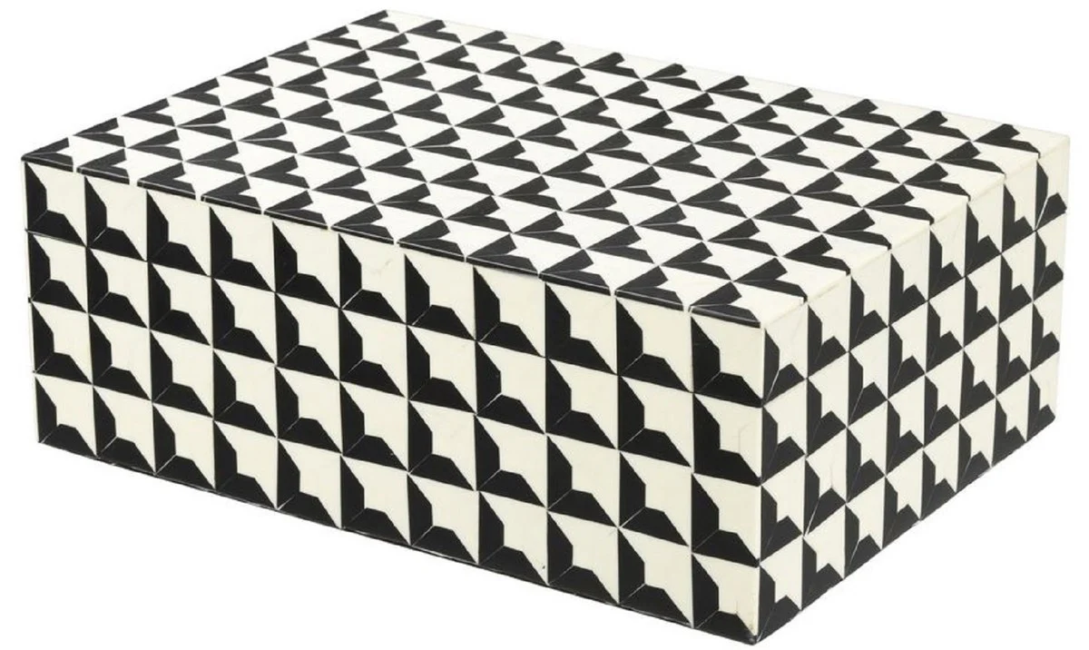 Casa Padrino caja de joya de dise?o con tapa negro / blanco 28 x 21 x A. 10 cm - Caja de Almacenamiento - Calidad de Lujo