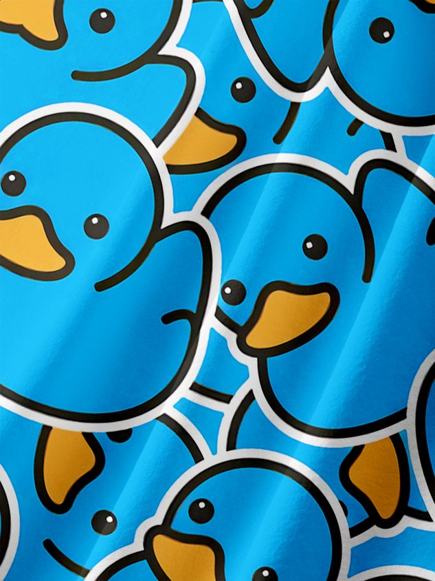 Yellow Duck Chest Pocket Short Sleeves Casual Shirt