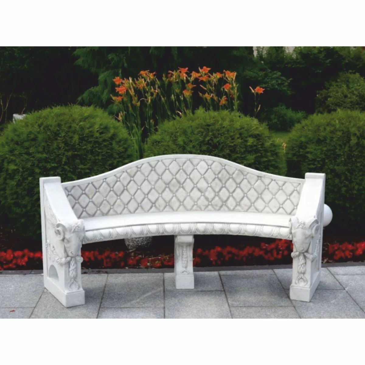Casa Padrino banco de jard¨ªn barroco de hormig¨®n gris 196 cm - Muebles de jard¨ªn y terraza barroco