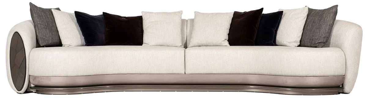 Casa Padrino sof¨¢ de lujo gris / marr¨®n oscuro / bronce 370 x 103 x A. 76 cm - Sof¨¢ de sal¨®n - Sof¨¢ de hotel - Muebles de sal¨®n - Muebles de hotel - Muebles de lujo - Colecci¨®n de lujo