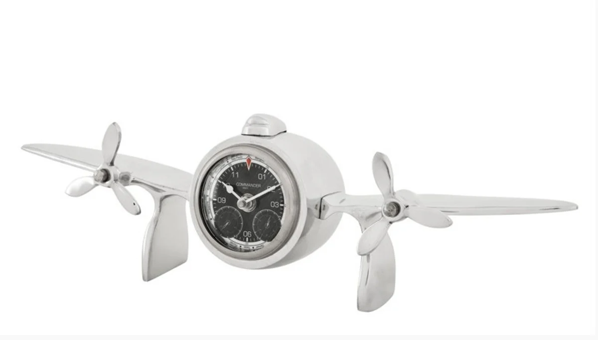 Casa Padrino designer luxury desk clock made of aluminum silver color - Edel & Sumptuously - Table clock