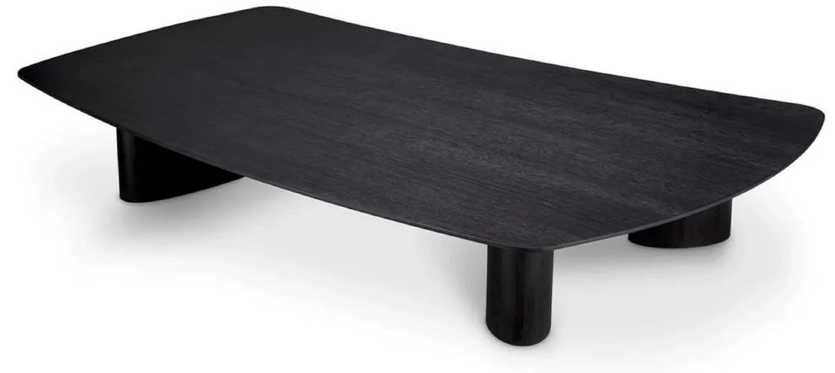 Casa Padrino mesa de centro de lujo negro gris 185 x 120 x A. 30 cm - Mesa de sal¨®n de madera maciza con tablero ligeramente curvado - Muebles de sal¨®n - Muebles de hotel - Muebles de lujo