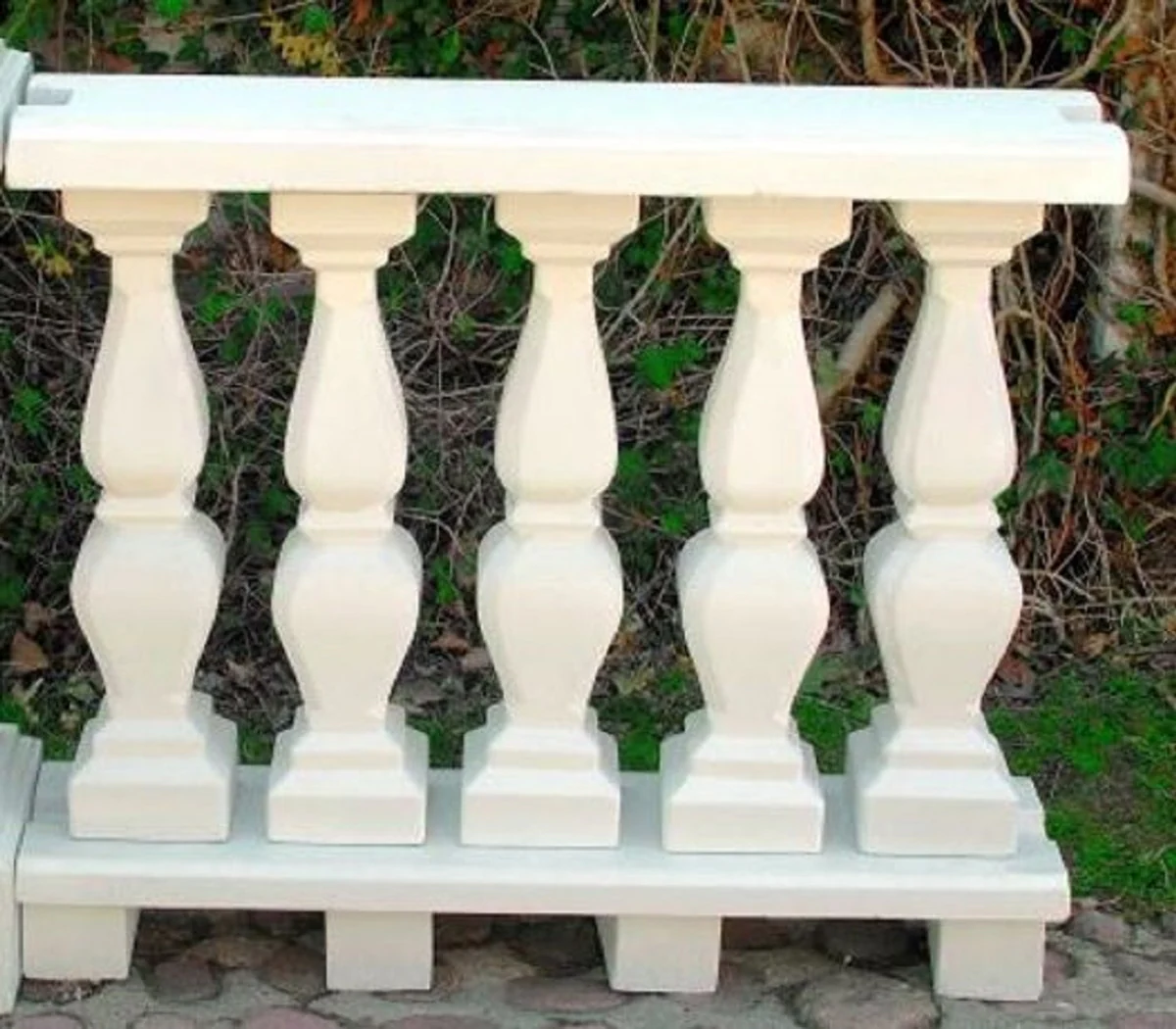 Casa Padrino balaustrada Art Nouveau blanco 100 x 25 x A. 84 cm - Barandilla de piedra maciza hechas del concreto más fino - Magnífica decoración de jardines y terrazas