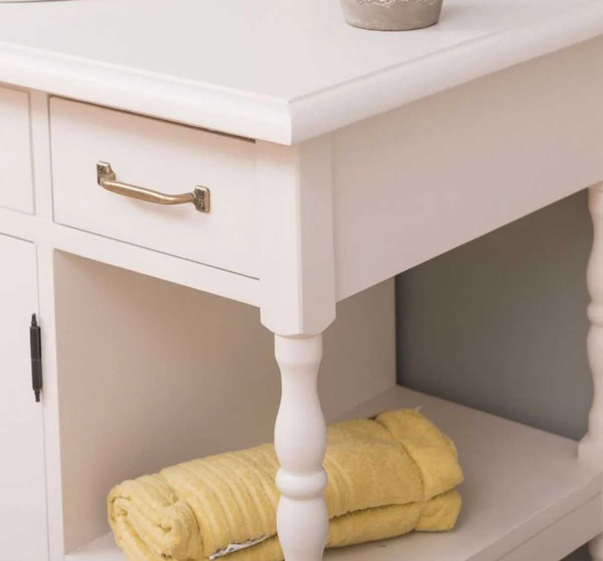 Casa Padrino armario de lavabo de estilo campestre blanco 128 x 54 x A. 91 cm - Armario de lavabo de madera maciza - Muebles de baño de estilo campestre