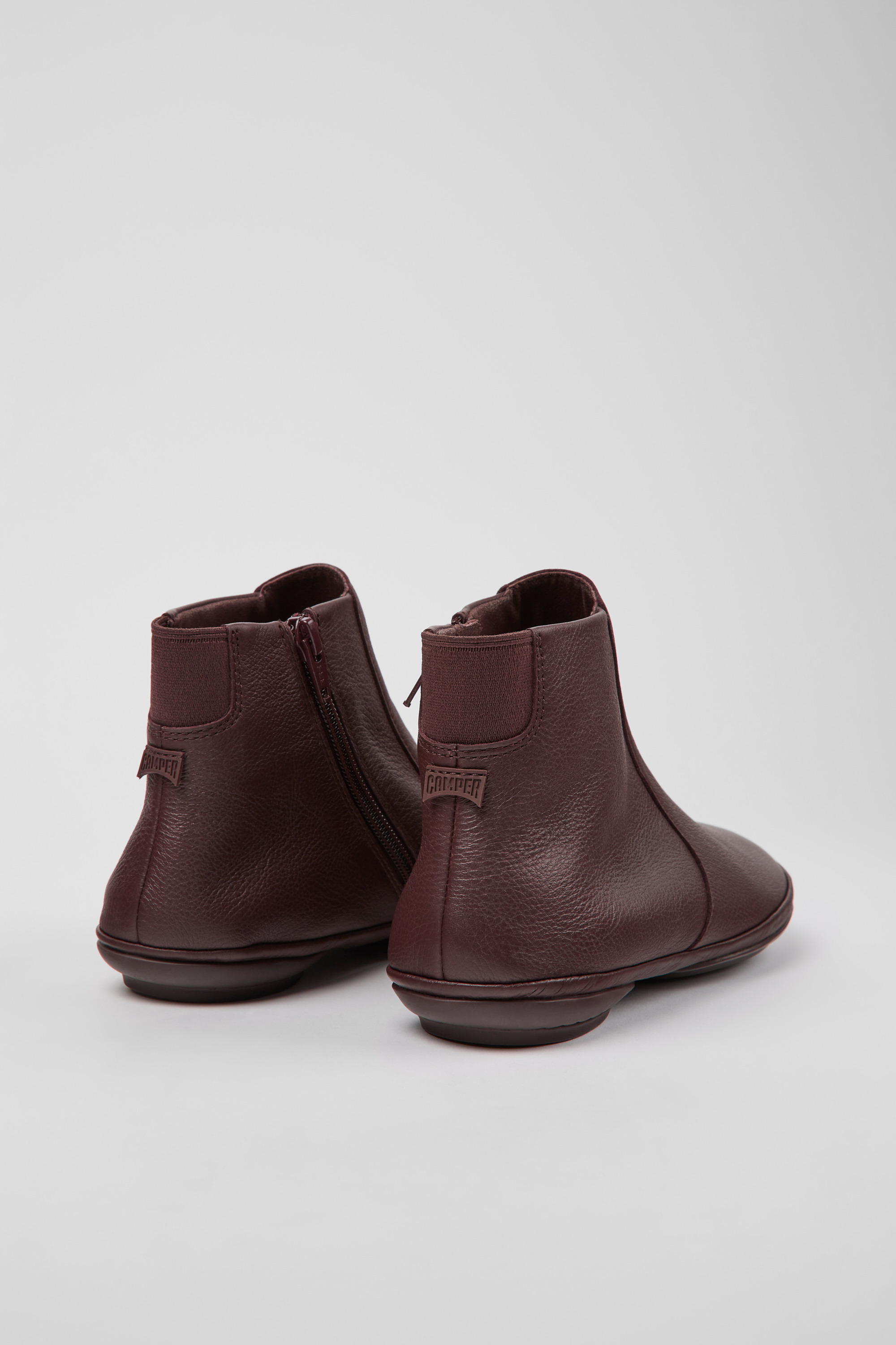 Right - Burgundy leather ankle boots for women
