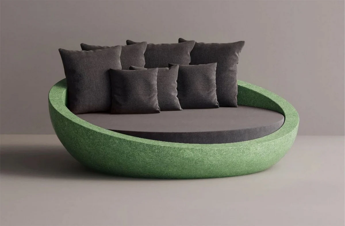 Casa Padrino Isla tumbona de hormig¨®n de lujo antracita / verde ? 180 cm - Muebles de jard¨ªn y hotel