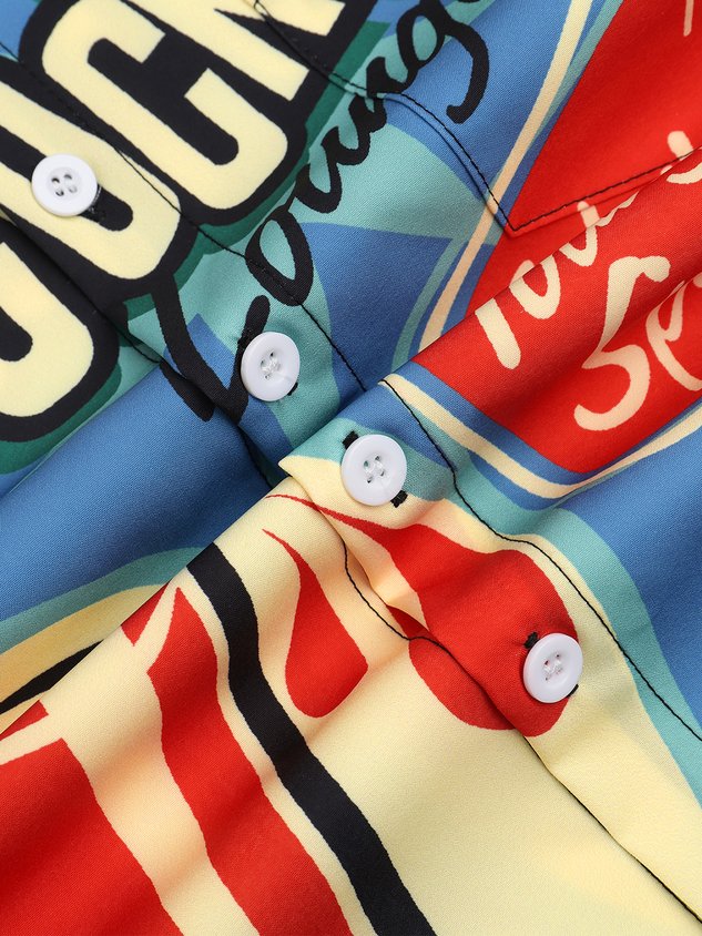 Cocktail Chest Pocket Short Sleeve Hawaiian Shirt