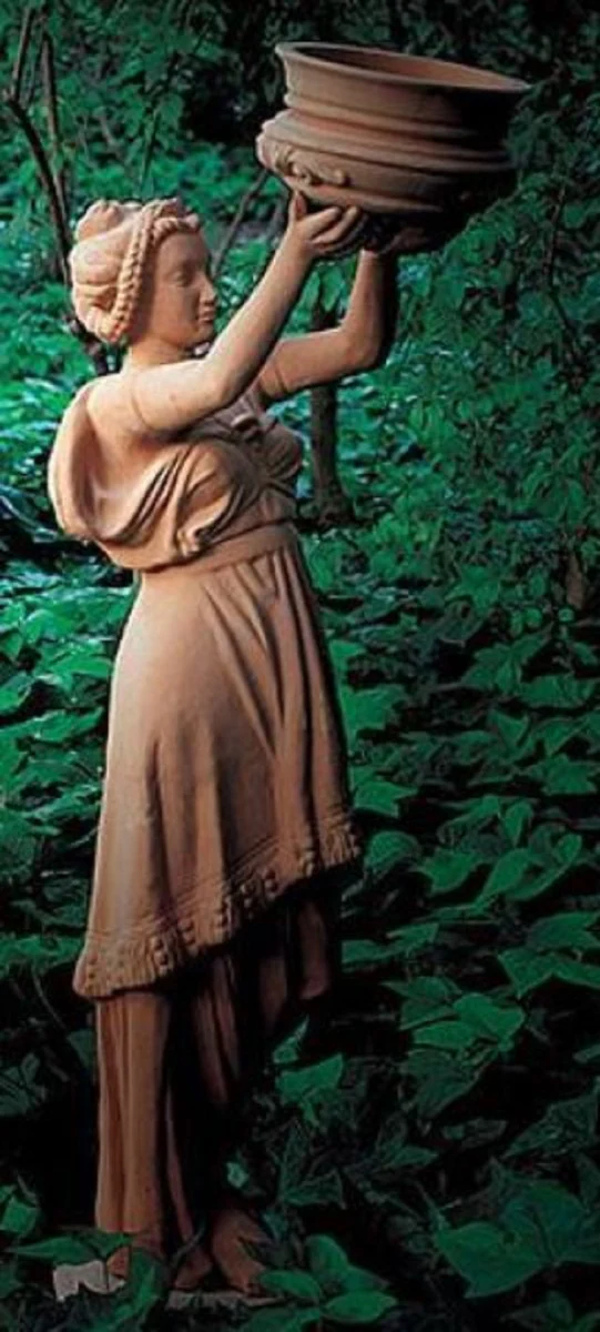 Casa Padrino escultura decorativa Art Nouveau de lujo mujer con maceta terracota A. 140 cm - Magnífica estatua de cerámica - Figura decorativa hecha a mano - Accesorios de Decoración Jardín y Terraza