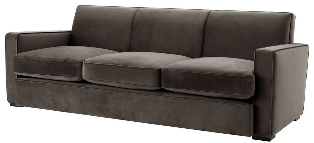 Casa Padrino sof¨¢ de sal¨®n de lujo de terciopelo gris / negro 229 x 94 x A. 82 cm - Muebles de Sal¨®n de Lujo
