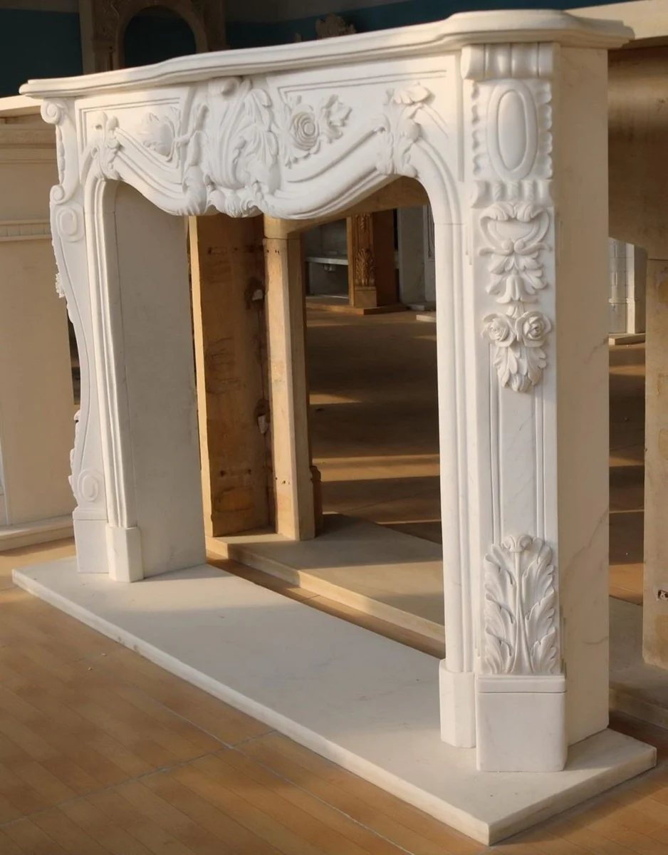 Casa Padrino marco de chimenea de m¨¢rmol barroco de lujo blanco 184 x A. 133 cm