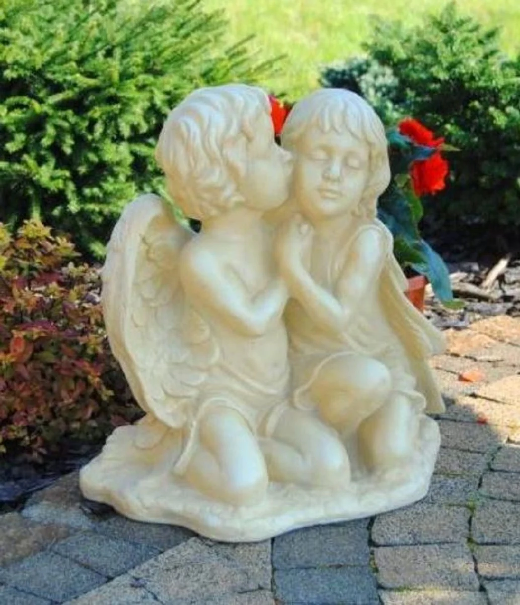 Casa Padrino escultura decorativa Art Nouveau 2 ¨¢ngeles arena 45 x 25 x A. 39 cm - Elegante figura decorativa de piedra - Decoraci¨®n de jard¨ªn - Accesorios Decorativos Barrocos y Art Nouveau