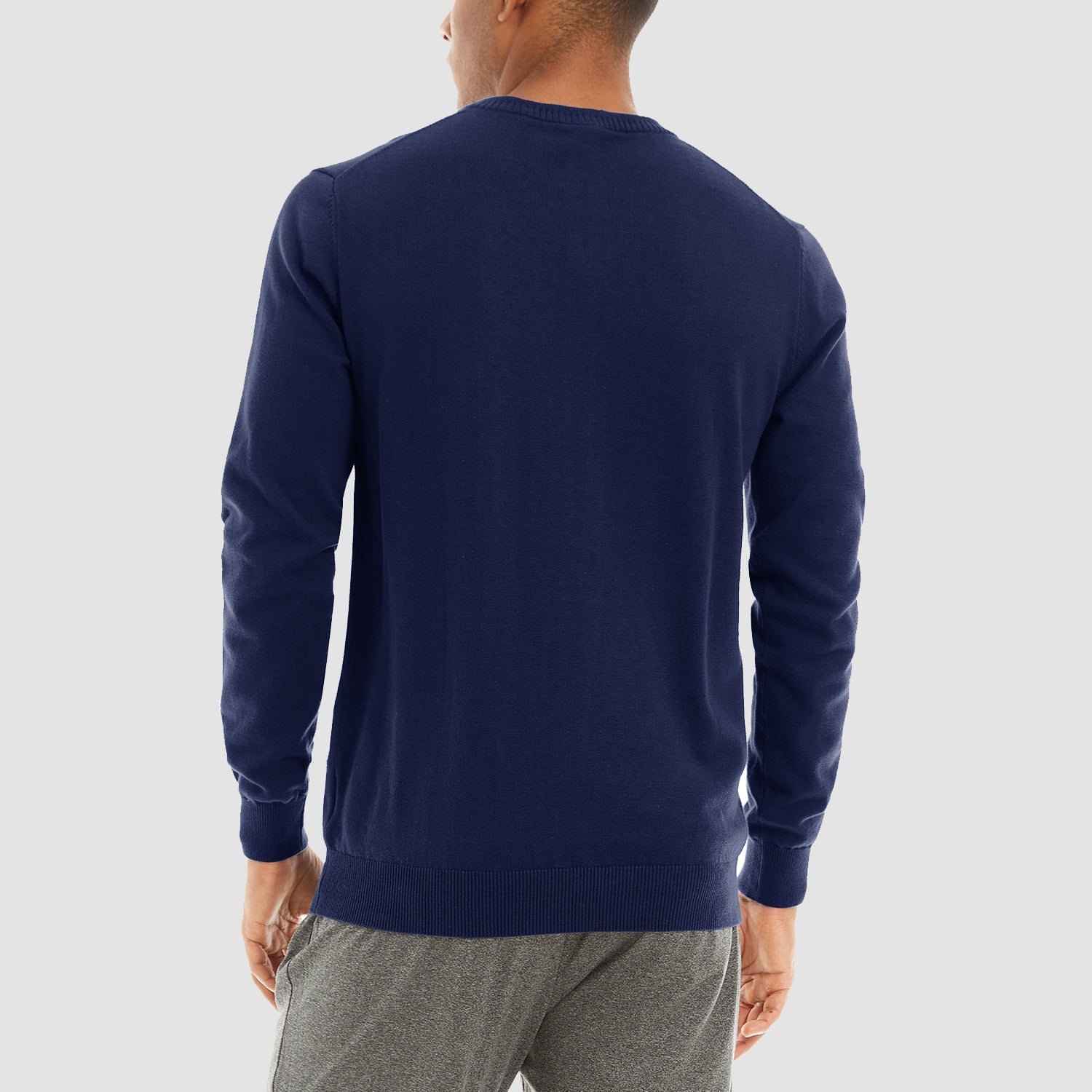 Men's Pullover Sweaters V-Neck Long Sleeve Cotton Sweatshirt