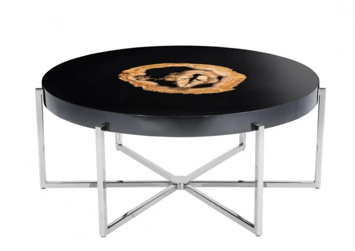 Casa Padrino luxury couch table / coffe table hollow steel nickel finish 91 x H 39 cm - luxury collection