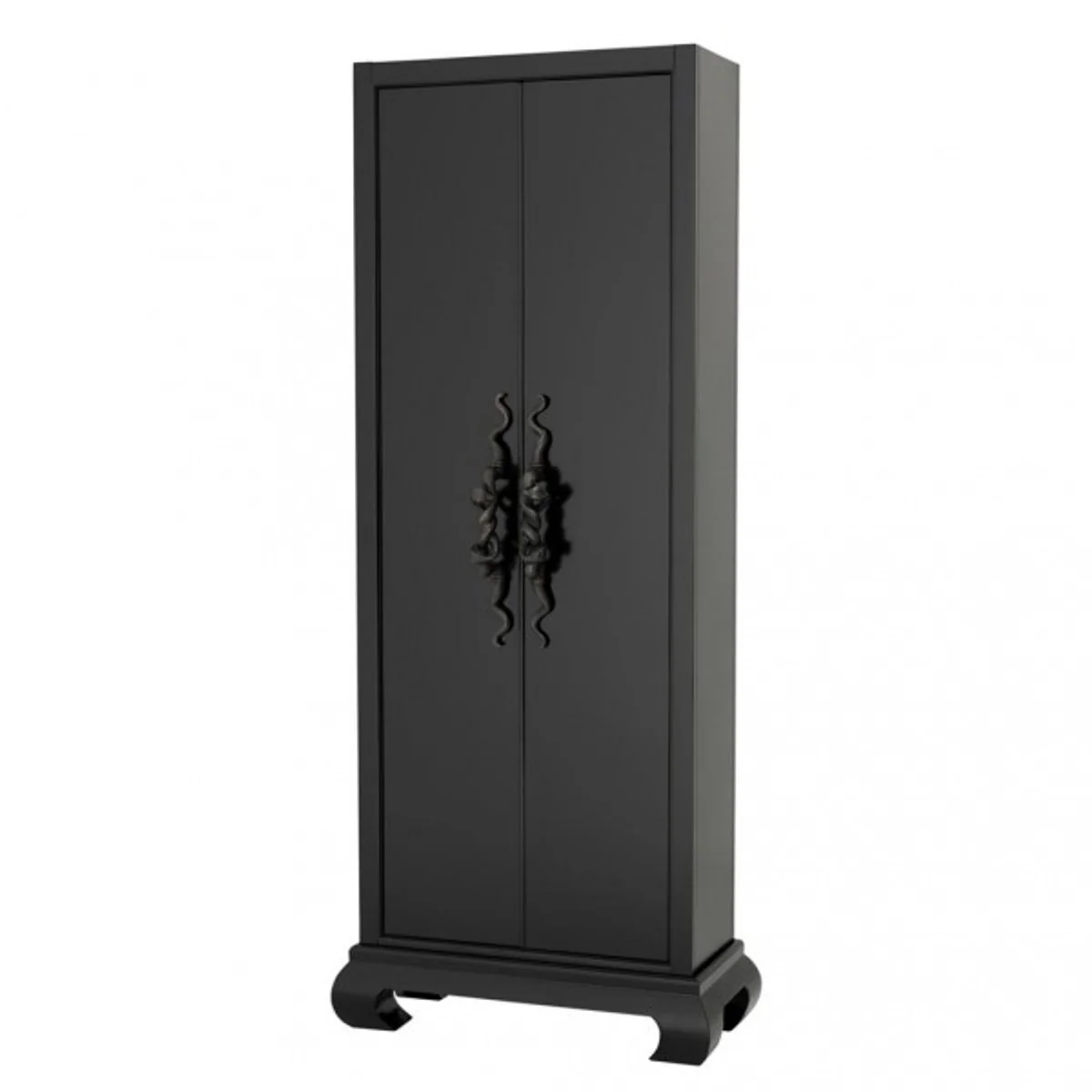 Casa Padrino Luxury Cabinet Black Solid Wood Bronze Snake Handles - Living Room Cabinet Baroque Art Nouveau Rococo Shop Furnishings - Luxury Hotel & Boutique Furniture