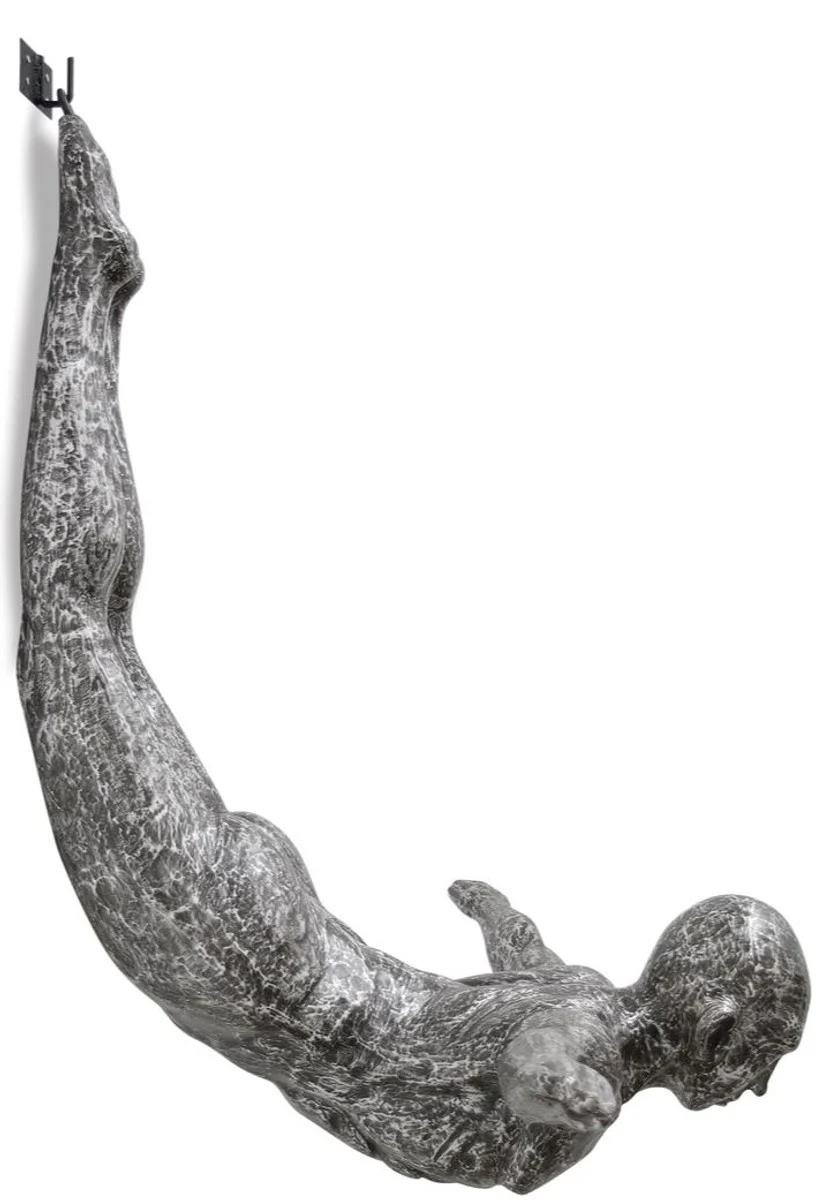Casa Padrino diver sculpture silver / black 147 x 157 x H. 80 cm - Luxury Deco Diver Figure