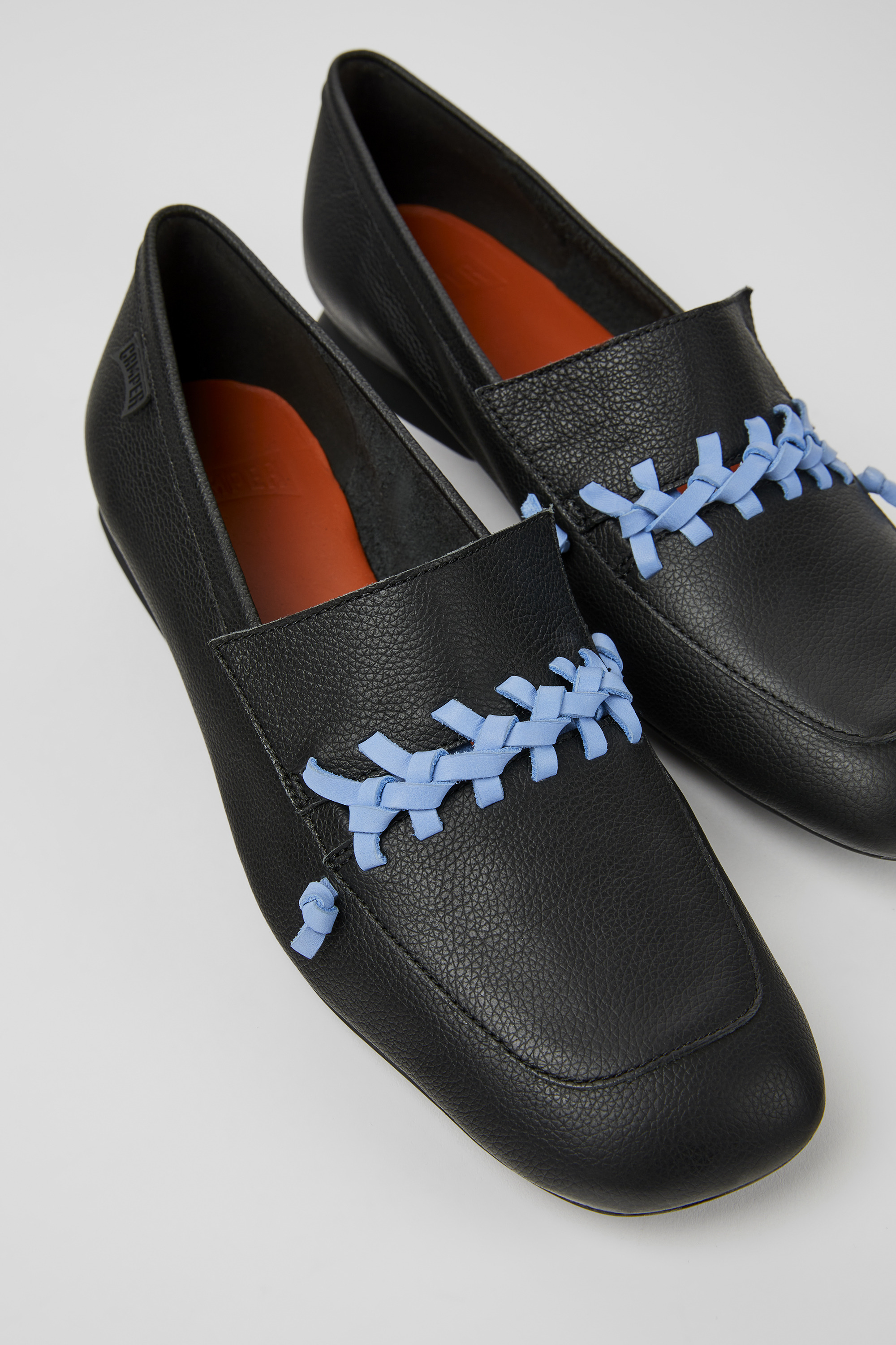 Casi Myra - Black and blue leather loafers for women