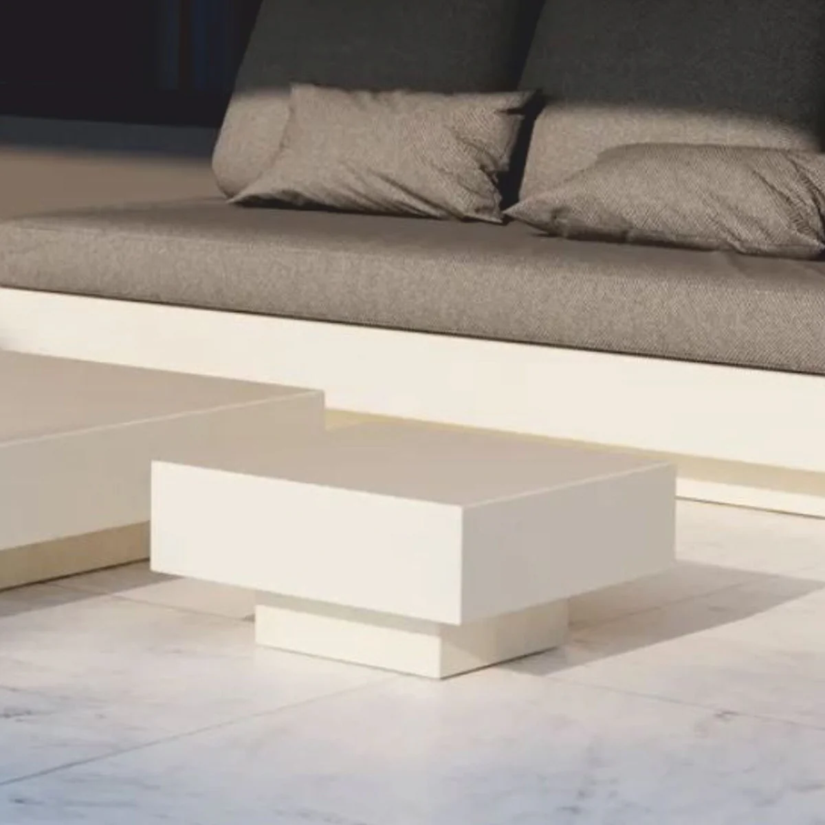 Casa Padrino mesa auxiliar de jard¨ªn de lujo blanco mate 50 cm - Muebles de hotel y jard¨ªn