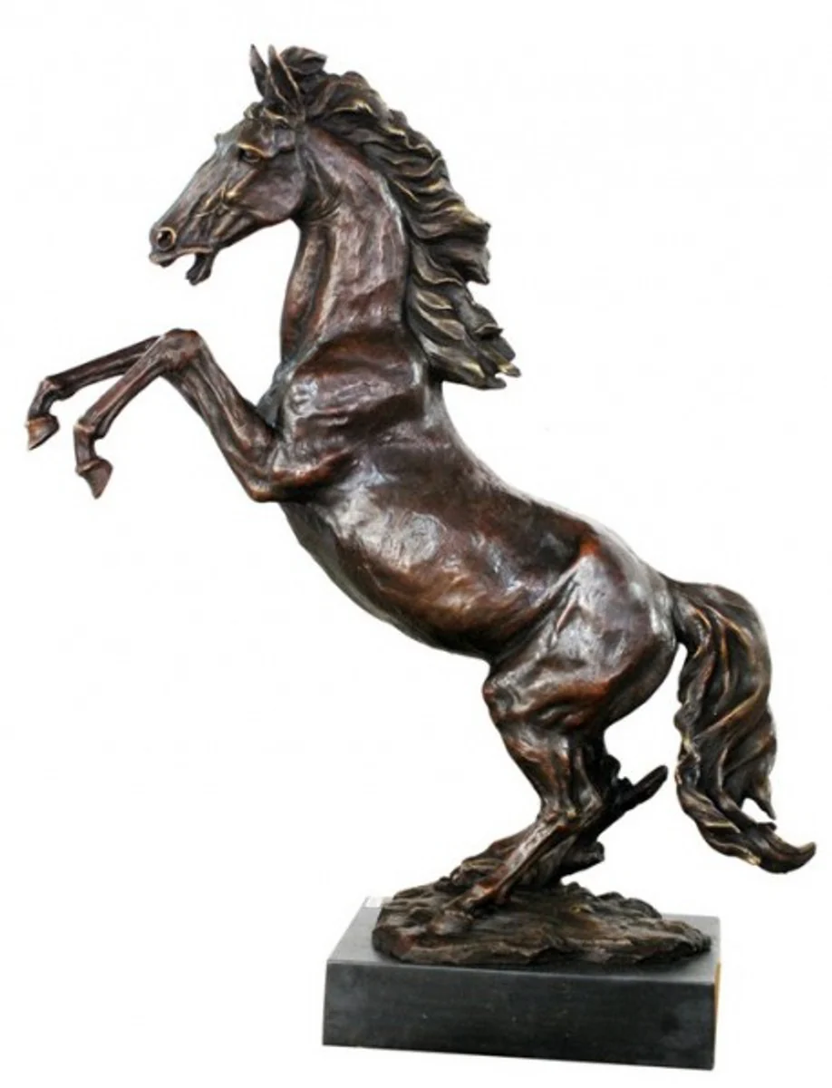 Casa Padrino luxury Bronzefigur Wild horse on natural stone plinth height 90 cm - horse sculpture