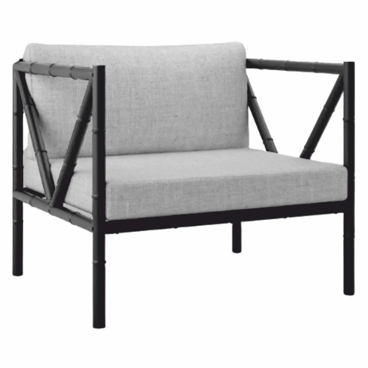 Casa Padrino sill¨®n de lujo de hierro forjado negro / gris - Sill¨®n para hotel y jard¨ªn