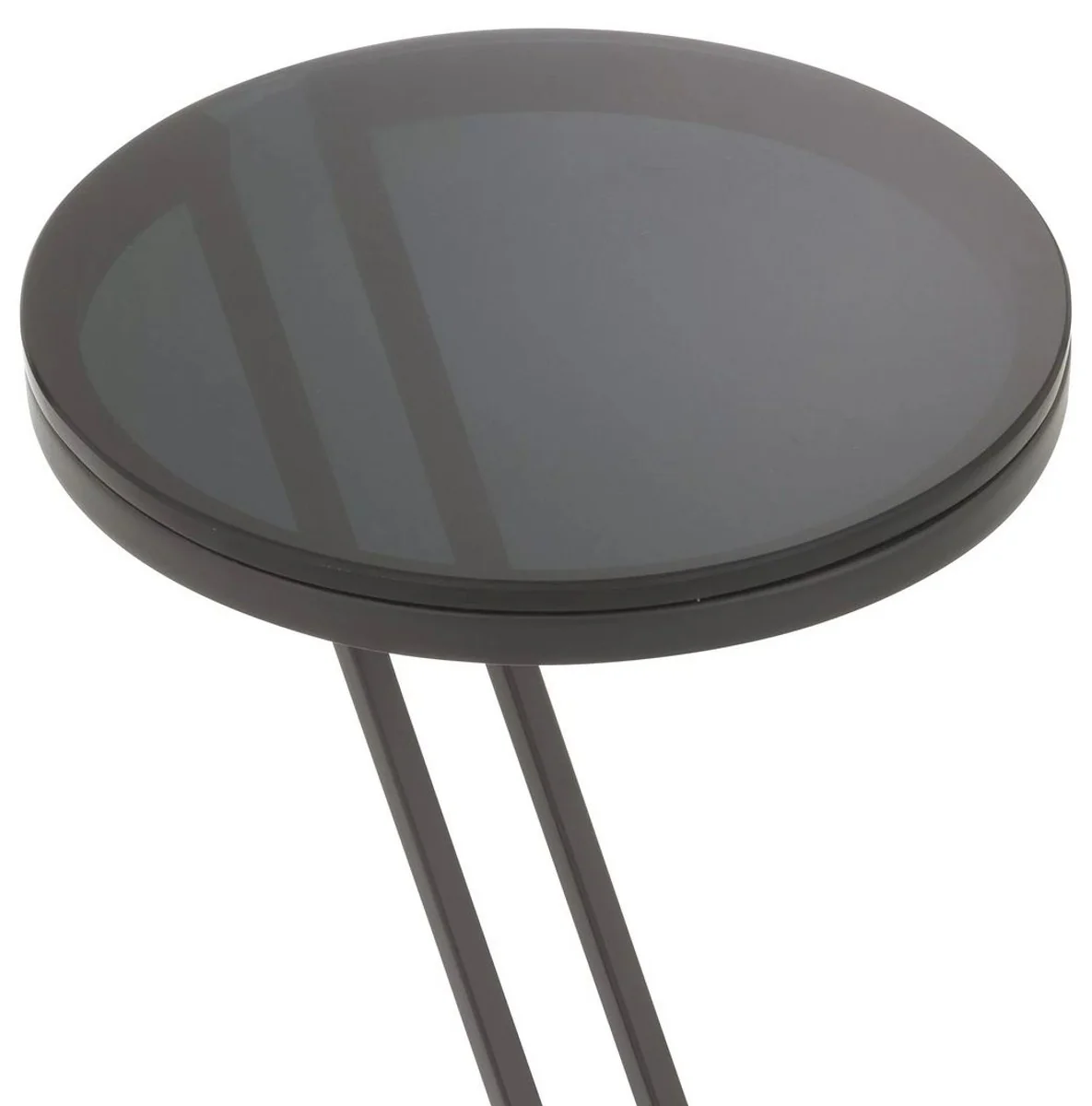 Casa Padrino mesa auxiliar de lujo bronce de ca?¨®n / gris ? 36 x A. 60 cm - Mesa de acero inoxidable con tapa de vidrio - Muebles de sal¨®n - Muebles de lujo - Interior de lujo