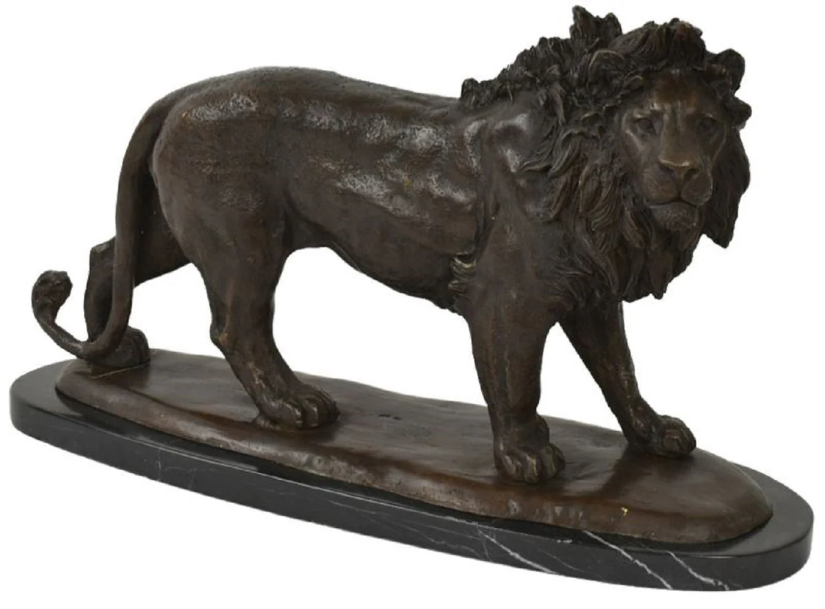 Casa Padrino escultura de bronce de lujo león bronce / negro 49 x 16 x A. 31 cm - Figura de bronce con base de mármol - Figura de Decoración - Accesorios de Decoración - Colección de Lujo