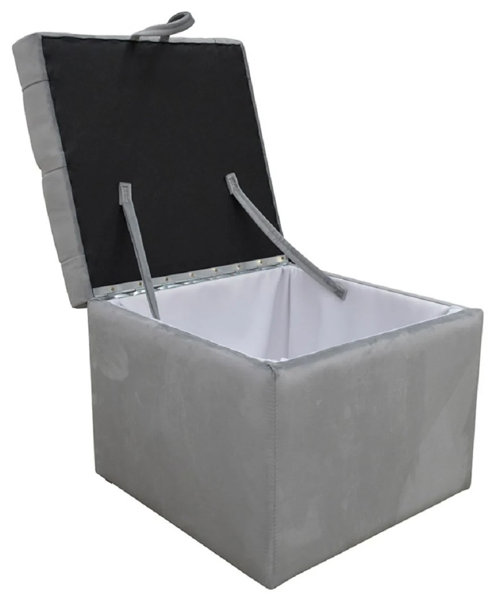 Casa Padrino Cofre Chesterfield de Lujo con Asiento 50 x 50 x H. 48 cm - Varios Colores - Taburete Plegable Tapizado - Cofre Taburete - Calidad de Lujo