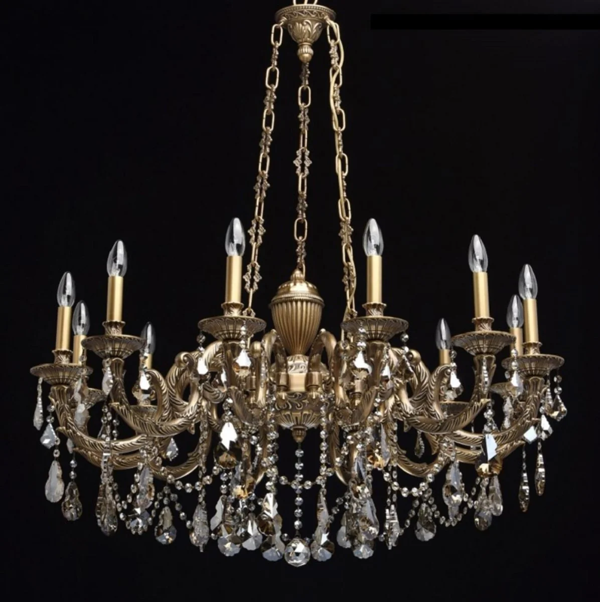 Casa Padrino araña de luces barroco de lujo bronce Ø 100 x A. 240 cm - Magnífica lámpara de araña de latón con cristal de alta calidad - Muebles Barrocos