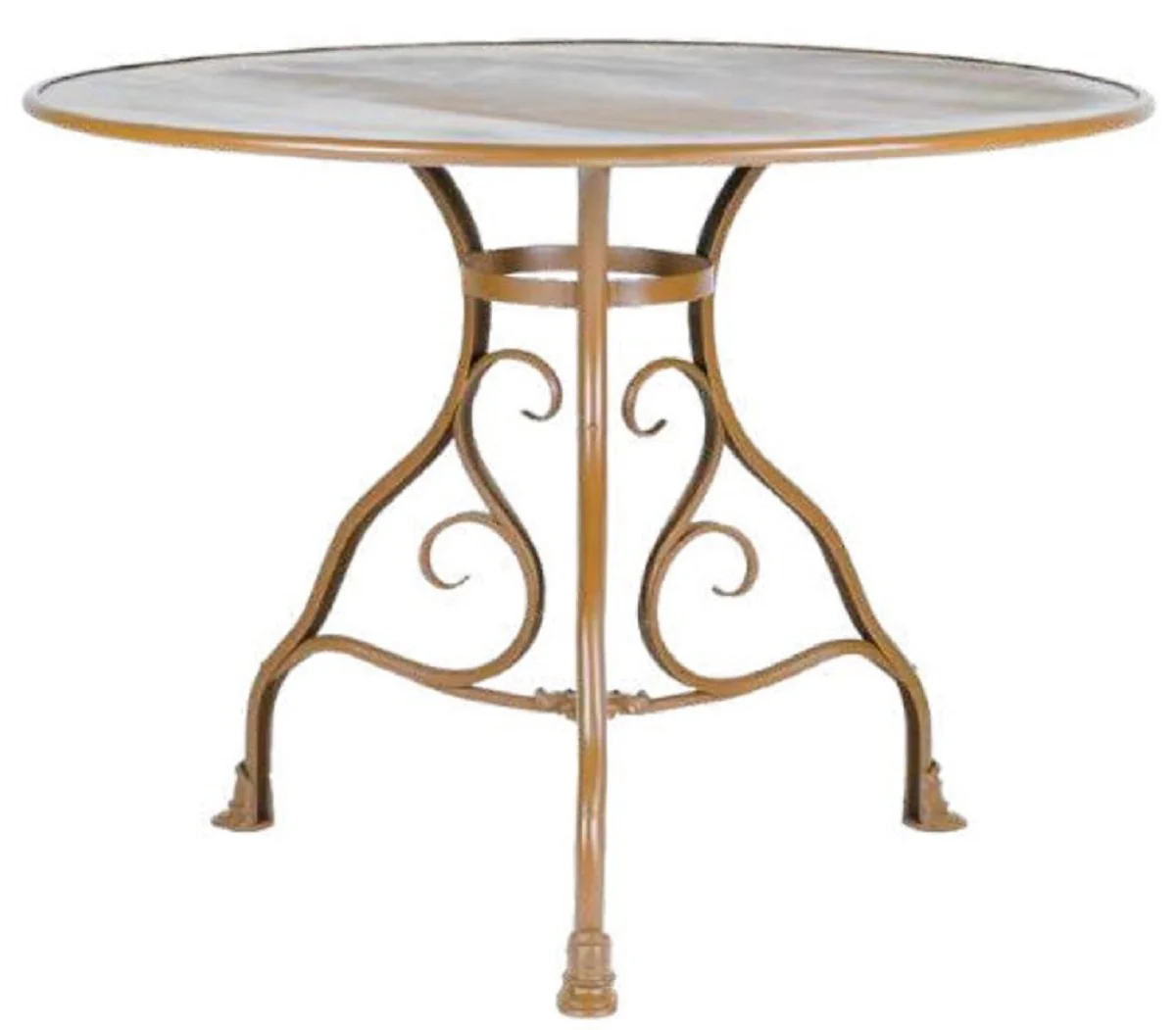 Casa Padrino conjunto de muebles de jard¨ªn Art Nouveau de hierro forjado marr¨®n - 1 Mesa Redonda de Jard¨ªn y 4 Sillas de Jard¨ªn con Reposabrazos - Muebles de Jard¨ªn Barrocos y Art Nouveau