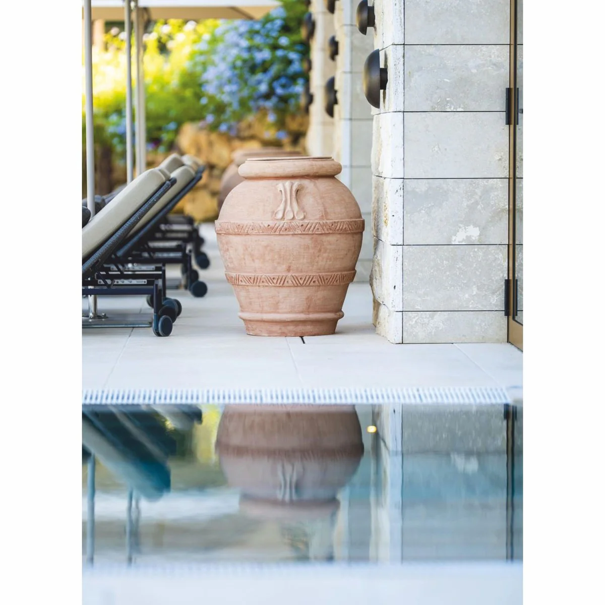 Casa Padrino Maceta Art Nouveau de Terracota Beige A. 85 cm - Hecho en Italia