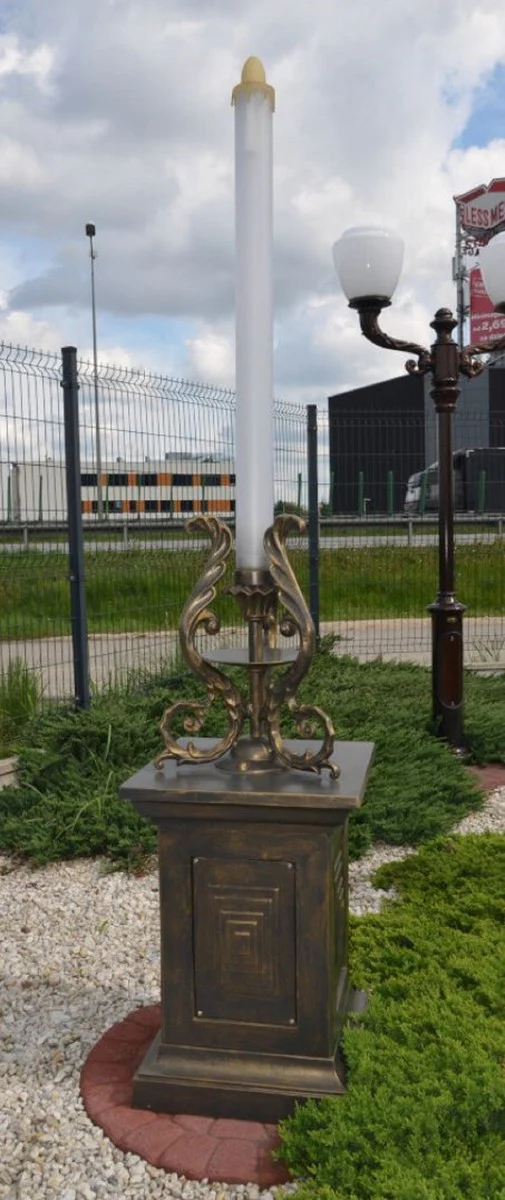 Casa Padrino l¨¢mpara de jard¨ªn barroco bronce antiguo / blanco A. 219,5 cm - L¨¢mpara de pie de exterior de estilo barroco