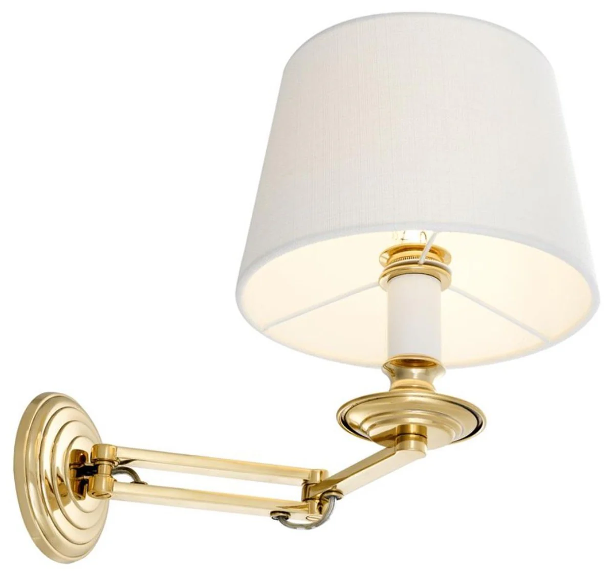 Casa Padrino lámpara de pared de lujo con brazo giratorio oro / blanco 22 x 21,5 x H. 27,5 cm - Lámpara Hotel & Restaurant