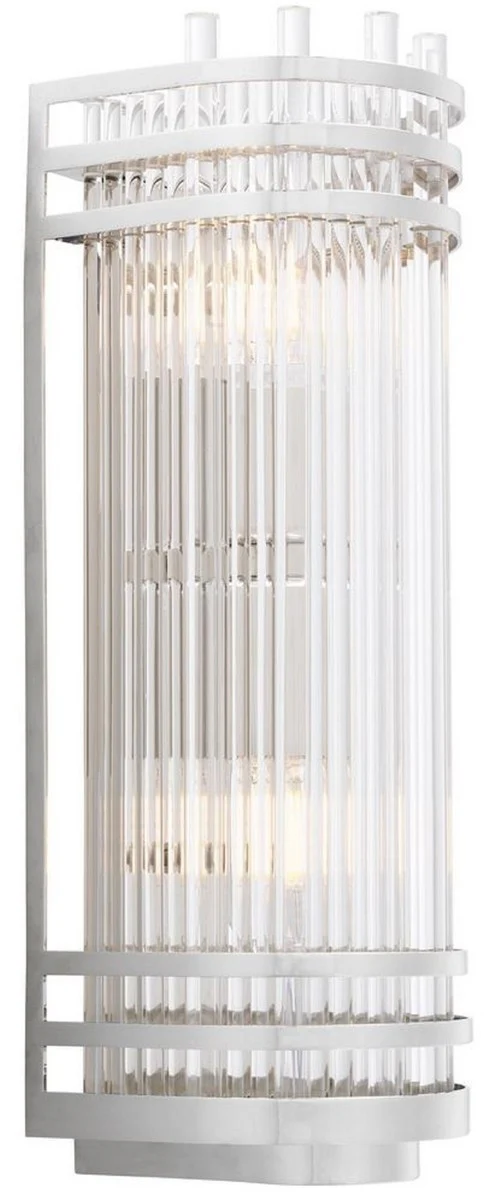 Casa Padrino lámpara de pared de lujo plata 12 x 12,5 x A. 38 cm - Elegante aplique de metal con pantalla de vidrio - Colección de Lujo