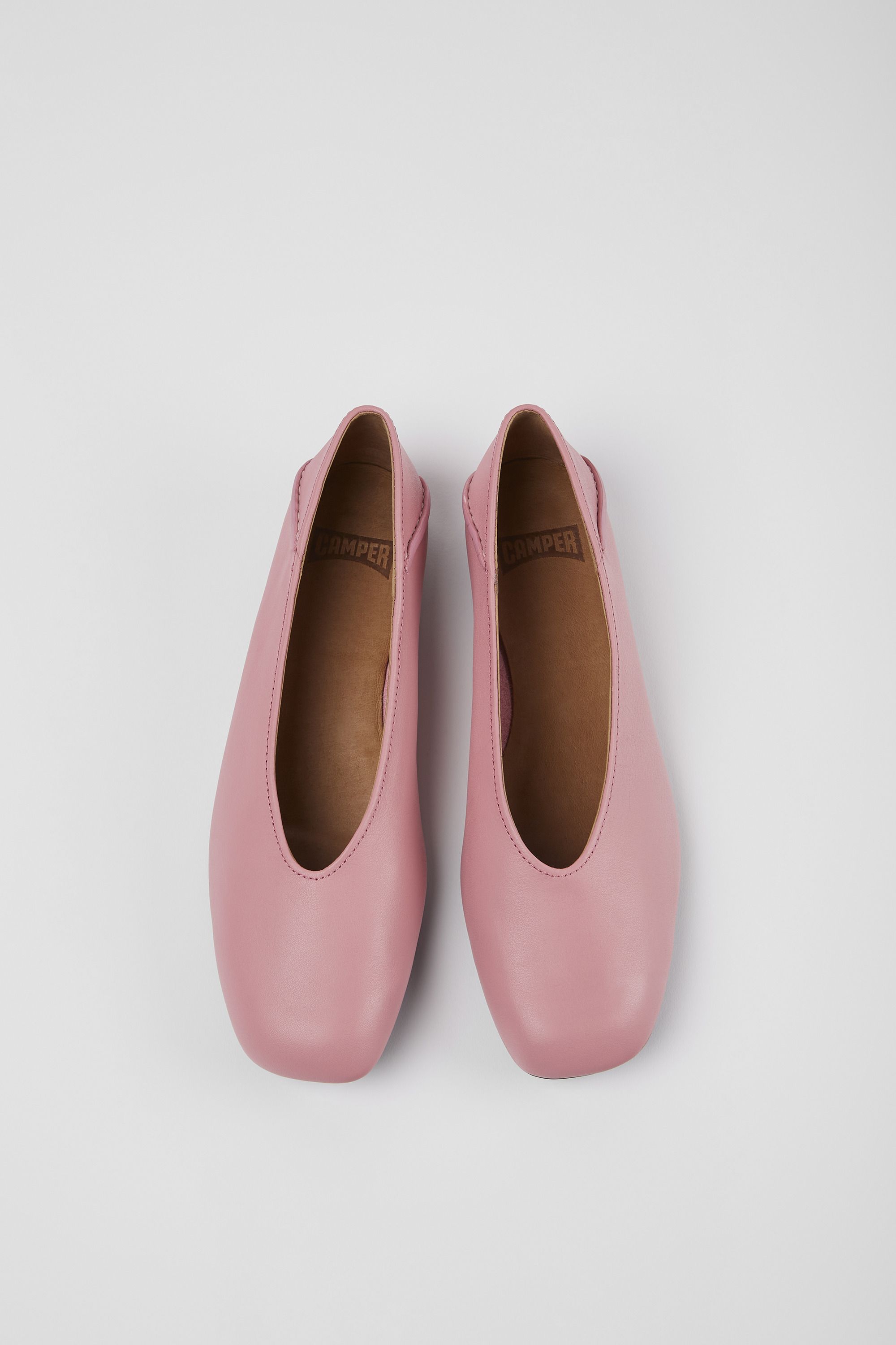 Casi Myra - Pink leather ballerinas for women