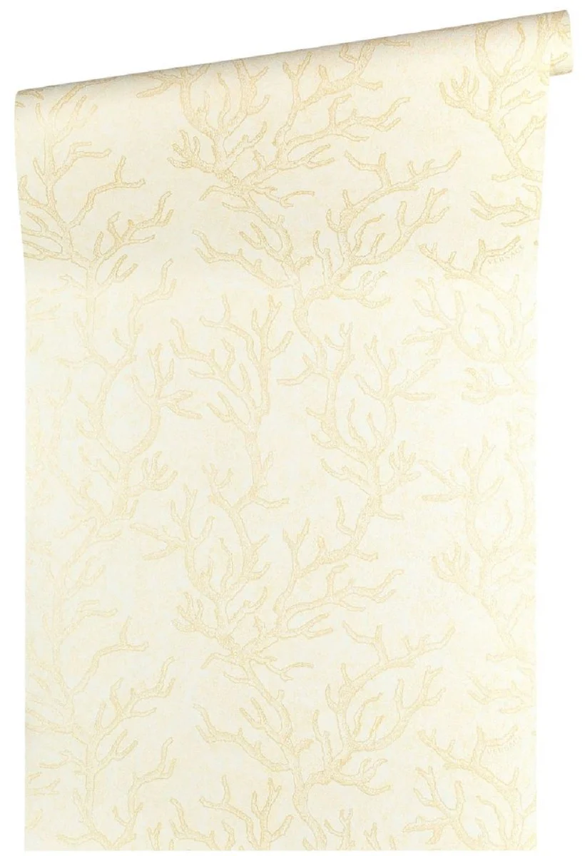 Papel pintado no tejido barroco diseñador Versace Les Etoiles de la Mer 344971 Crema / Beige - Design Papel Pintado - Alta Calidad