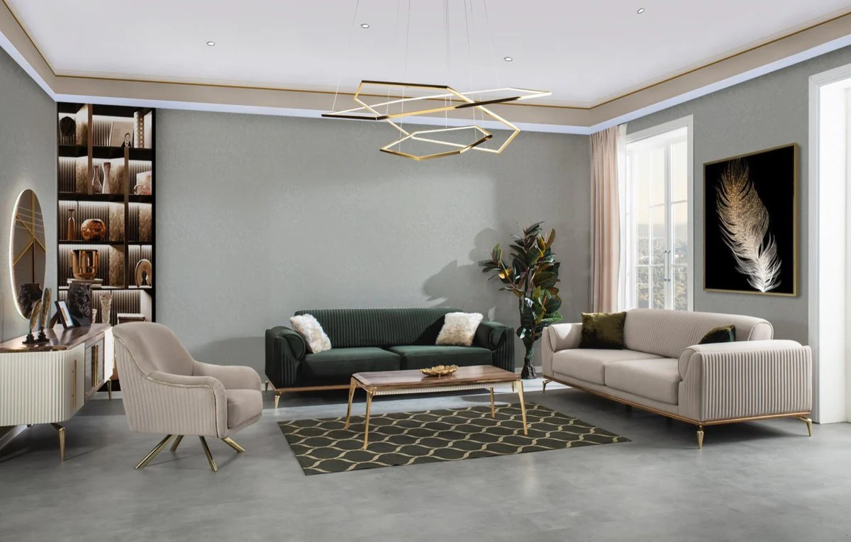 Casa Padrino mesa de centro Art Deco de lujo marr¨®n / oro 117 x 62 x A. 45 cm - Elegante mesa de sal¨®n - Muebles de Sal¨®n Art Deco