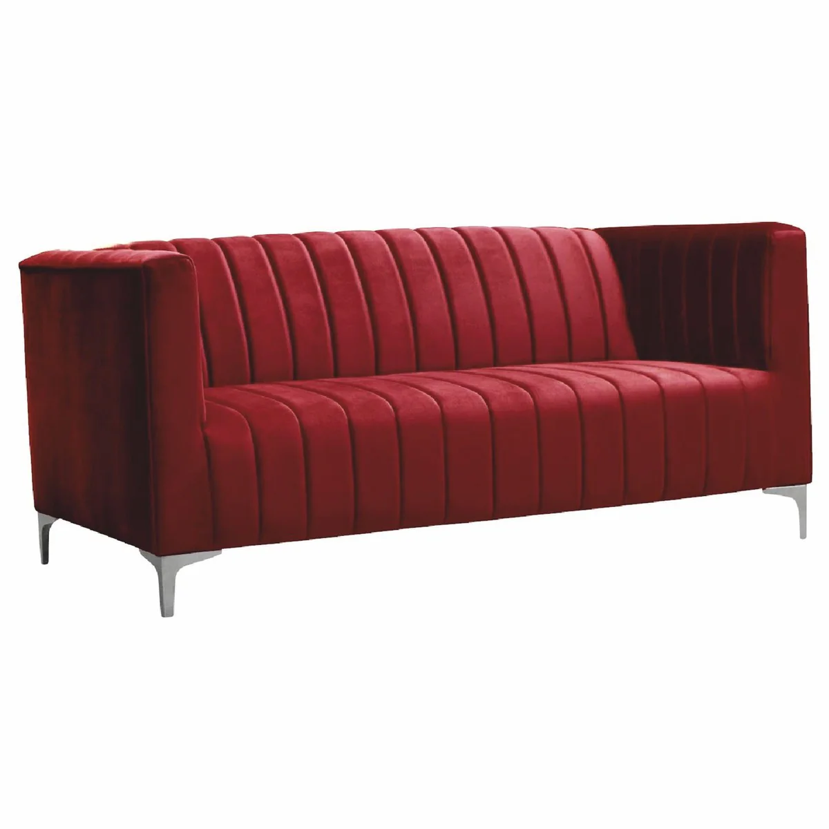 Casa Padrino sof¨¢ de lujo de 3 plazas en terciopelo rojo burdeos / gris 162 cm - Muebles de sal¨®n