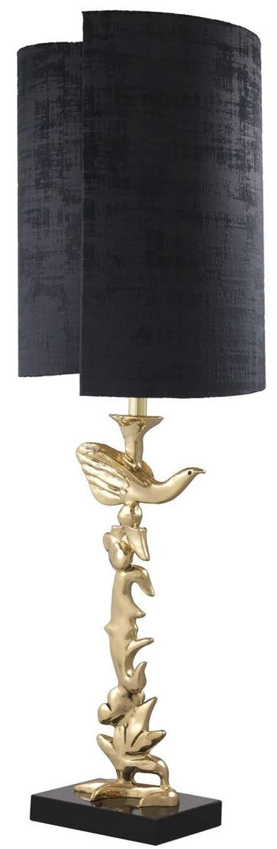 Casa Padrino lámpara de mesa de lujo latón / negro Ø 31 x A. 92 cm - Lámpara de escritorio moderna con base de granito - Colección de Lujo