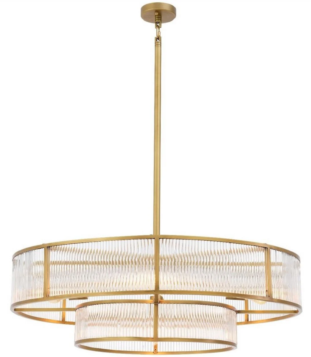 Casa Padrino araña de luces de lujo latón antiguo Ø 90 x H. 27 cm - Araña de Luces Redonda - Calidad de Lujo