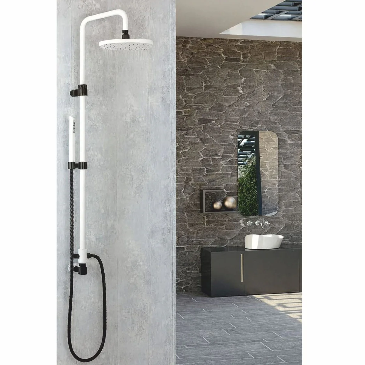 Casa Padrino conjunto de ducha de baño de lujo blanco / negro - Hecho en Italia