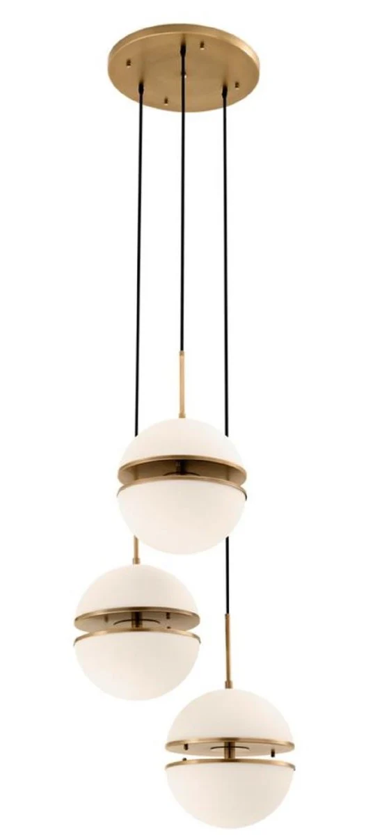 Casa Padrino lámpara colgante de lujo latón antiguo / blanco Ø 45 x H. 190 cm - Lámpara de Salón de Lujo