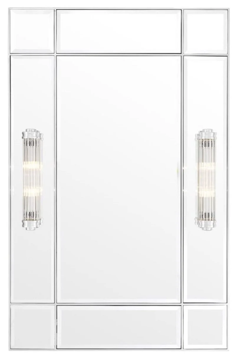 Casa Padrino espejo de pared de lujo con luz plata 90 x 13 x H. 140 cm - Calidad de Lujo