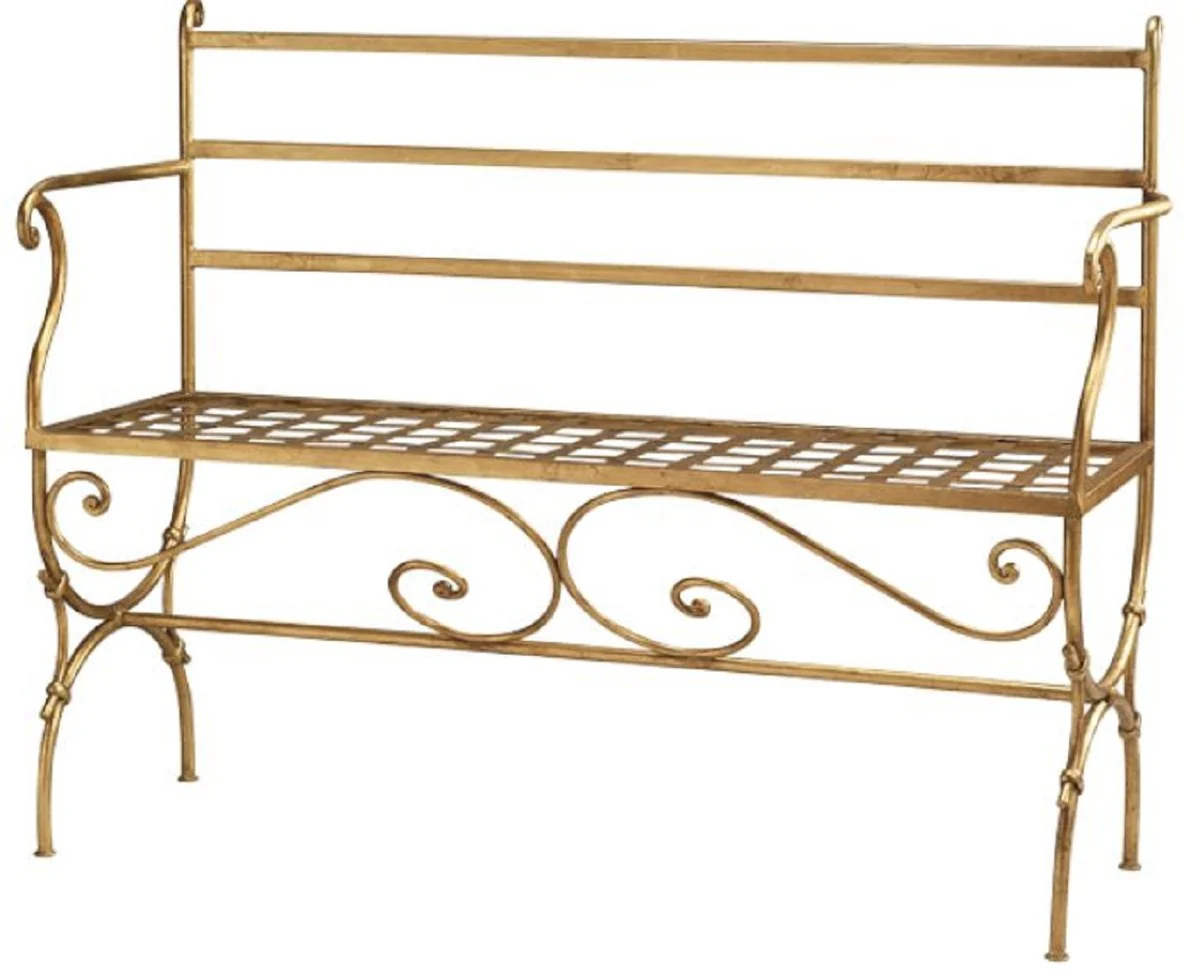 Casa Padrino banco Art Nouveau de lujo oro antiguo 110 x 50 x A. 88 cm - Banco de metal hecho a mano refinado con pan de oro - Muebles de hotel nost¨¢lgicos - Calidad de Lujo