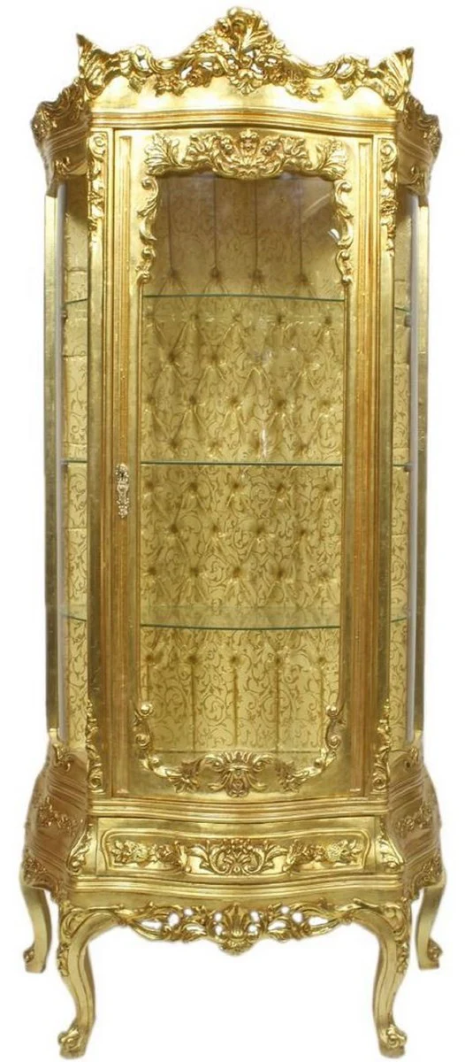 Casa Padrino vitrina barroco oro 80 x 40 x A. 200 cm - Vitrina barroco adornada con puerta de vidrio y hermosas decoraciones - Muebles Barrocos