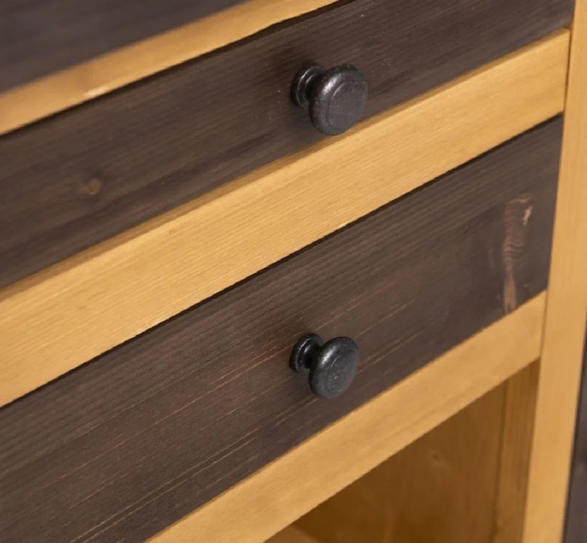 Casa Padrino isla de cocina de estilo campestre marr¨®n / natural 150 x 90 x A. 90 cm - Gabinete de cocina de madera maciza - Mueble de comedor de madera maciza estilo campestre