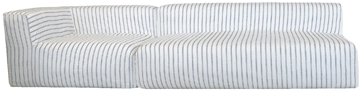 Casa Padrino sof¨¢ de sal¨®n de lujo con rayas blanco / azul 325 cm