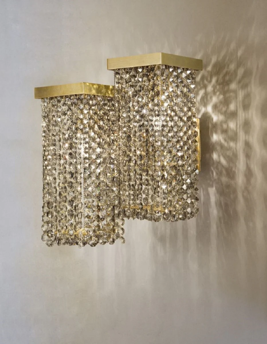 Casa Padrino lámpara de pared de cristal de lujo latón 25 x 23 x A. 35 cm - Aplique de salón - Aplique de hotel - Aplique de restaurante - Lámparas de lujo - Calidad de lujo - Hecho en Italia