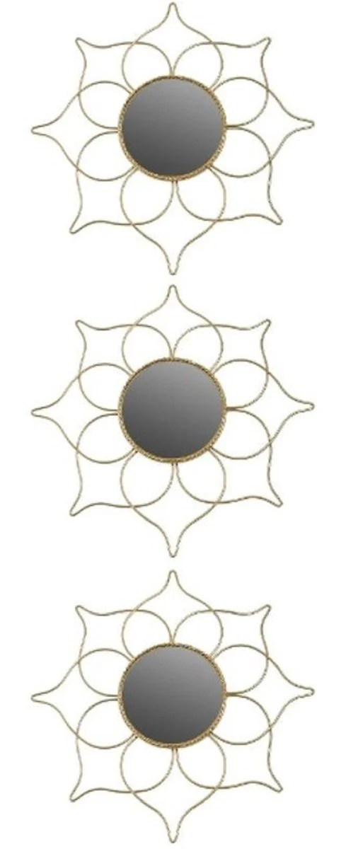 Casa Padrino conjunto de espejos de dise?o oro ? 25 cm - Conjunto de Espejos de Pared de 3