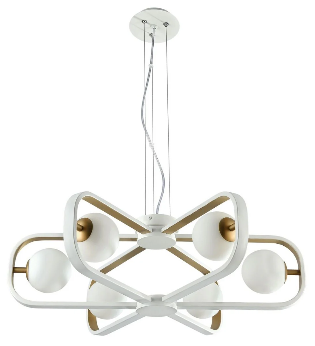 Casa Padrino lámpara colgante de lujo blanco / dorado Ø 65 x H. 20 cm - Colección de Lujo